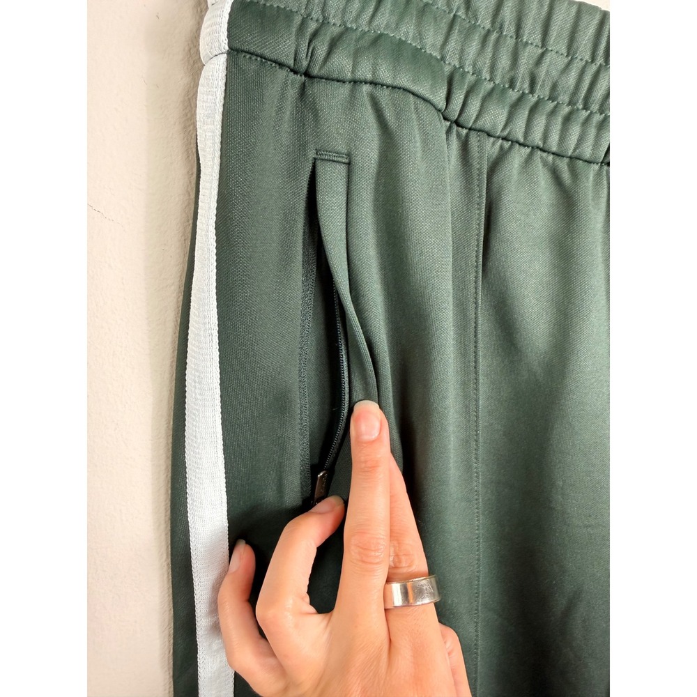 Athleta Tempo Mid Rise Wide Leg Track Pant Elm Green Sporty Side Stripe Med Tall - Picture 10 of 11